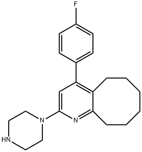 Cycloocta[b]pyridine, 4-(4-fluorophenyl)-5,6,7,8,9,10-hexahydro-2-(1-piperazinyl)- Structure