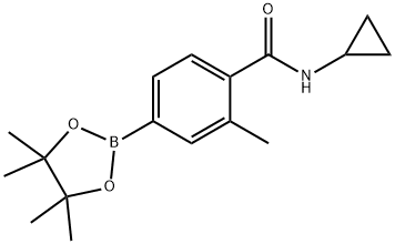 N-Cyclopropyl-2-methyl-4-(4,4,5,5-tetramethyl-1,3,2-dioxaborolan-2-yl)benzamide 구조식 이미지
