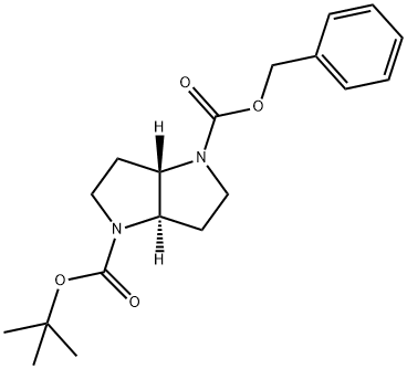 Trans-Hexahydro-Pyrrolo[3,2-B]Pyrrole-1,4-Dicarboxylic Acid 1-Benzyl Ester 4-Tert-Butyl Ester 구조식 이미지