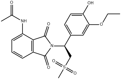 (S)-N-(2-(1-(3-ethoxy-4-hydroxyphenyl)-2-(methylsulfonyl)ethyl)-1,3-dioxoisoindolin-4-yl)acetamide 구조식 이미지