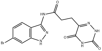 N-(6-bromo-1H-indazol-3-yl)-3-(3-hydroxy-5-oxo-4,5-dihydro-1,2,4-triazin-6-yl)propanamide 구조식 이미지