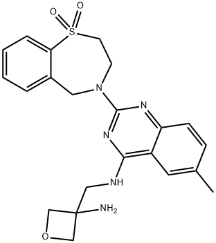 N-[(3-aminooxetan-3-yl)methyl]-2-(1,1-dioxido-2,3-dihydro-1,4-benzothiazepin-4(5H)-yl)-6-methylquinazolin-4-amine 구조식 이미지