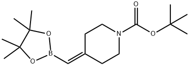 tert-Butyl 4-((4,4,5,5-tetramethyl-1,3,2-dioxaborolan-2-yl)methylene)piperidine-1-carboxylate 구조식 이미지