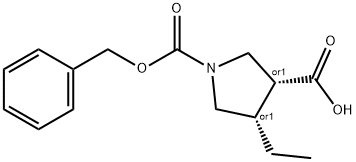 cis-1-(benzyloxycarbonyl)-4-ethylpyrrolidine-3-carboxylic acid Structure
