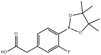 2-(3-Fluoro-4-(4,4,5,5-tetramethyl-1,3,2-dioxaborolan-2-yl)phenyl)acetic acid Structure