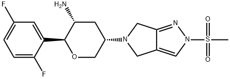 (2S,3R,5S)-2-(2,5-difluorophenyl)-5-(2-(methylsulfonyl)pyrrolo[3,4-c]pyrazol-5(2H,4H,6H)-yl)tetrahydro-2H-pyran-3-amine 구조식 이미지