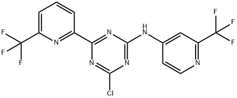 4-chloro-6-(6-(trifluoromethyl)pyridin-2-yl)-N-(2-(trifluoromethyl)pyridin-4-yl)-1,3,5-triazin-2-amine 구조식 이미지