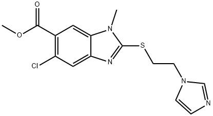 Methyl 2-((2-(1H-imidazol-1-yl)ethyl)thio)-5-chloro-1-methyl-1H-benzo[d]imidazole-6-carboxylate 구조식 이미지