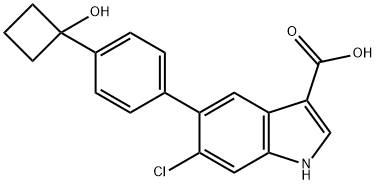 6-chloro-5-(4-(1-hydroxycyclobutyl)phenyl)-1H-indole-3-carboxylicacid 구조식 이미지