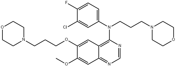 N-(3-chloro-4-fluorophenyl)-7 -methoxy-6-(3-morpholinopropoxy)-N-(3-morpholinopropyl)quinazolin-4-amine Structure