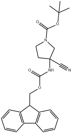 tert-butyl 3-(((9H-fluoren-9-yl)methoxy)carbonylamino)-3-cyanopyrrolidine-1-carboxylate 구조식 이미지