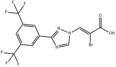 2-Propenoic acid, 3-[3-[3,5-bis(trifluoromethyl)phenyl]-1H-1,2,4-triazol-1-yl]-2-bromo-, (2Z)- Structure