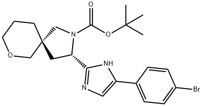 tert-butyl(3S,5S)-3-(4-(4-bromophenyl)-1H-imidazol-2-yl)-7-oxa-2-azaspiro[4.5]decane-2-carboxylate Structure