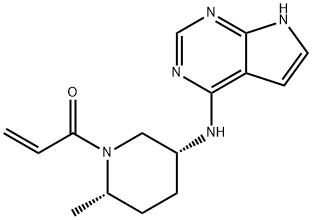 1-((2S,5R)-5-((7H-pyrrolo[2,3-d]pyrimidin-4-yl)amino)-2-methylpiperidin-1-yl)prop-2-en-1-one Structure
