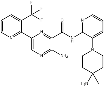 3-amino-N-(3-(4-amino-4-methylpiperidin-1-yl)pyridin-2-yl)-6-(3-(trifluoromethyl)pyridin-2-yl)pyrazine-2-carboxamide Structure