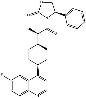 (R)-3-((R)-2-((1s,4S)-4-(6-fluoroquinolin-4-yl)cyclohexyl)propanoyl)-4-phenyloxazolidin-2-one 구조식 이미지