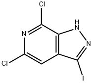 5,7-Dichloro-3-iodo-1H-pyrazolo[3,4-c]pyridine 구조식 이미지