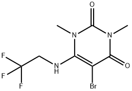 5-Bromo-1,3-dimethyl-6-((2,2,2-trifluoroethyl)amino)pyrimidine-2,4(1H,3H)-dione 구조식 이미지