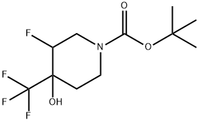 tert-butyl 3-fluoro-4-hydroxy-4-(trifluoromethyl)piperidine-1-carboxylate 구조식 이미지