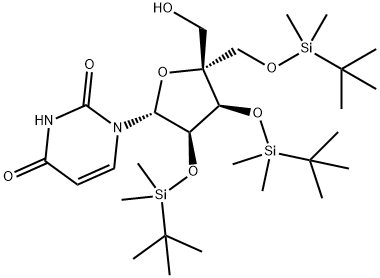 2',3',5'-Tri-O-(t-butyldimethylsilyl)-4'-C-hydroxymethyl uridine 구조식 이미지