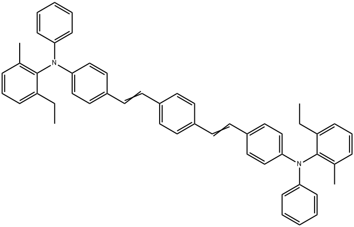 N,N'-(((1E,1'E)-1,4-phenylenebis(ethene-2,1-diyl))bis(4,1-phenylene))bis(2-ethyl-6-methyl-N-phenylaniline) Structure