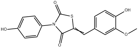 5-(4-hydroxy-3-methoxybenzylidene)-3-(4-hydroxyphenyl)-1,3-thiazolidine-2,4-dione Structure