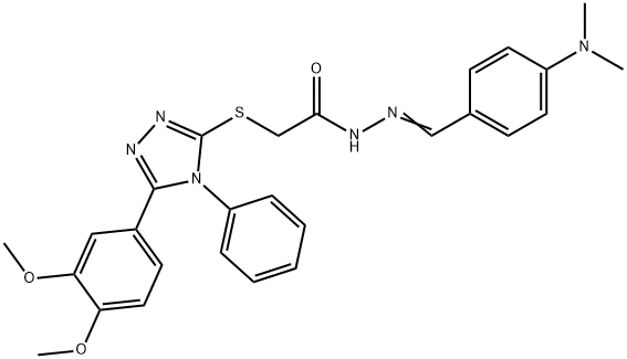 2-{[5-(3,4-dimethoxyphenyl)-4-phenyl-4H-1,2,4-triazol-3-yl]sulfanyl}-N'-{(E)-[4-(dimethylamino)phenyl]methylidene}acetohydrazide 구조식 이미지
