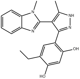 4-ethyl-6-[3-methyl-4-(1-methyl-1H-benzimidazol-2-yl)-1H-pyrazol-5-yl]benzene-1,3-diol Structure