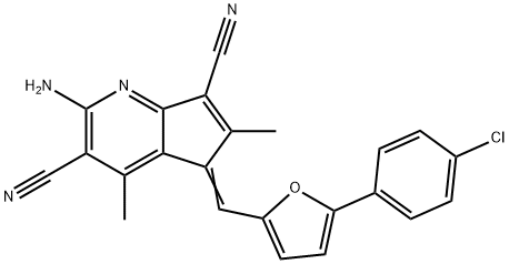 (5Z)-2-amino-5-{[5-(4-chlorophenyl)furan-2-yl]methylidene}-4,6-dimethyl-5H-cyclopenta[b]pyridine-3,7-dicarbonitrile 구조식 이미지