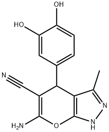 6-amino-4-(3,4-dihydroxyphenyl)-3-methyl-1,4-dihydropyrano[2,3-c]pyrazole-5-carbonitrile Structure