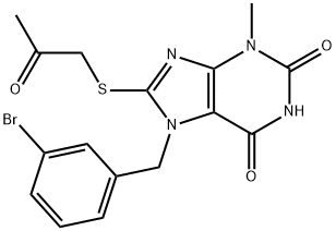 7-(3-bromobenzyl)-3-methyl-8-[(2-oxopropyl)sulfanyl]-3,7-dihydro-1H-purine-2,6-dione Structure