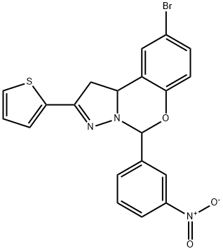 9-bromo-5-(3-nitrophenyl)-2-(thiophen-2-yl)-1,10b-dihydropyrazolo[1,5-c][1,3]benzoxazine 구조식 이미지