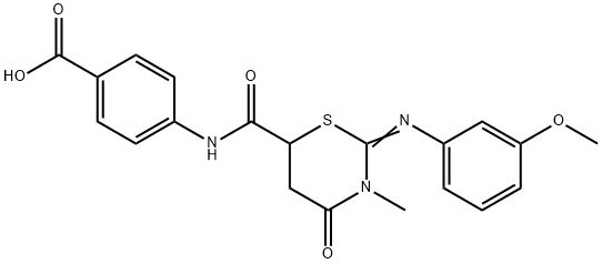 4-[({(2Z)-2-[(3-methoxyphenyl)imino]-3-methyl-4-oxo-1,3-thiazinan-6-yl}carbonyl)amino]benzoic acid 구조식 이미지