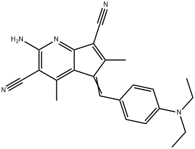 (5Z)-2-amino-5-[4-(diethylamino)benzylidene]-4,6-dimethyl-5H-cyclopenta[b]pyridine-3,7-dicarbonitrile 구조식 이미지