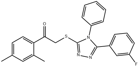 1-(2,4-dimethylphenyl)-2-{[5-(3-fluorophenyl)-4-phenyl-4H-1,2,4-triazol-3-yl]sulfanyl}ethanone 구조식 이미지