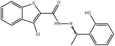 (E)-3-chloro-N'-(1-(2-hydroxyphenyl)ethylidene)benzo[b]thiophene-2-carbohydrazide 구조식 이미지