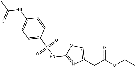 {2-[(N-acetyl-sulfanilyl)-amino]-thiazol-4-yl}-acetic acid ethyl ester 구조식 이미지