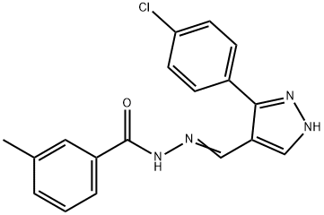 (E)-N'-((3-(4-chlorophenyl)-1H-pyrazol-4-yl)methylene)-3-methylbenzohydrazide 구조식 이미지