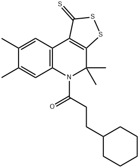 3-cyclohexyl-1-(4,4,7,8-tetramethyl-1-thioxo-1,4-dihydro-5H-[1,2]dithiolo[3,4-c]quinolin-5-yl)propan-1-one Structure