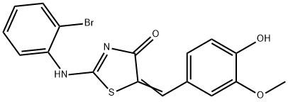 2-[(2-bromophenyl)imino]-5-(4-hydroxy-3-methoxybenzylidene)-1,3-thiazolidin-4-one Structure