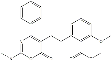 2-[2-(2-Dimethylamino-6-oxo-4-phenyl-6H-[1,3]oxazin-5-yl)-ethyl]-6-methoxy-benzoic acid methyl ester 구조식 이미지