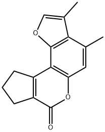 3,4-dimethyl-9,10-dihydrocyclopenta[c]furo[2,3-f]chromen-7(8H)-one 구조식 이미지