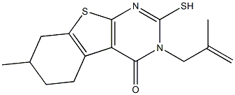 7-methyl-3-(2-methylprop-2-en-1-yl)-2-sulfanyl-5,6,7,8-tetrahydro[1]benzothieno[2,3-d]pyrimidin-4(3H)-one Structure