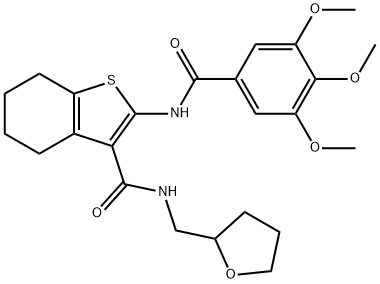 N-(tetrahydro-2-furanylmethyl)-2-[(3,4,5-trimethoxybenzoyl)amino]-4,5,6,7-tetrahydro-1-benzothiophene-3-carboxamide 구조식 이미지