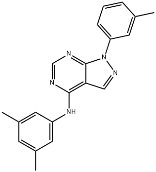 N-(3,5-dimethylphenyl)-1-(3-methylphenyl)-1H-pyrazolo[3,4-d]pyrimidin-4-amine 구조식 이미지