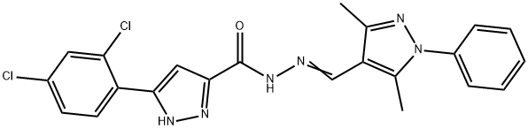 3-(2,4-dichlorophenyl)-N'-[(E)-(3,5-dimethyl-1-phenyl-1H-pyrazol-4-yl)methylidene]-1H-pyrazole-5-carbohydrazide Structure