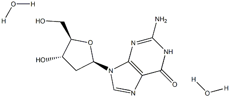 2-Amino-9-((2R,4S,5R)-4-hydroxy-5-(hydroxymethyl)tetrahydrofuran-2-yl)-1H-purin-6(9H)-one dihydrate Structure