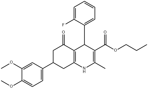 7-(3,4-Dimethoxyphenyl)-4-(2-fluorophenyl)-1,4,5,6,7,8-hexahydro-2-methyl-5-oxo-3-quinolinecarboxylic acid propyl ester Structure