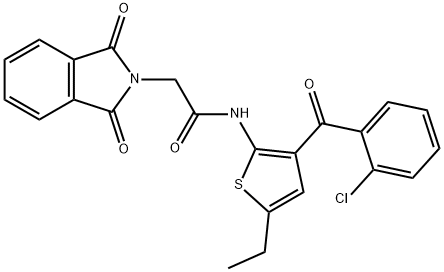 3-(2-Chlorobenzoyl)-5-ethyl-2-(phtalimidoacetamido)thiophene 구조식 이미지