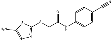 2-[(5-amino-1,3,4-thiadiazol-2-yl)sulfanyl]-N-(4-cyanophenyl)acetamide 구조식 이미지